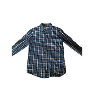 Penguin Men's 100% Cotton Blue Plaid Long Sleeve Shirt Small